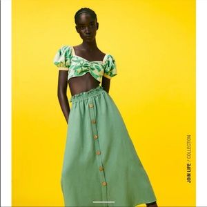 Zara Linen Blend Cape Skirt